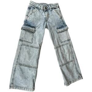 Art Class Target Girls Jeans Light Wash Mid Rise Wide Leg Cargo Size 6 Used